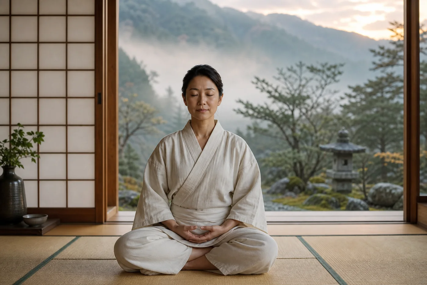 Praticante em meditação representando a origem e os princípios do Reiki Usui